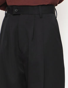 BLACK WIDE TAPERED TROUSERS