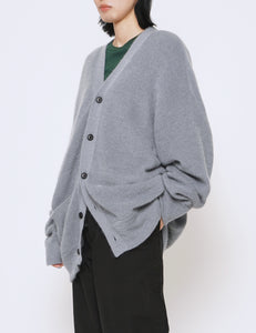 BLUE GREY FINE KID MOHAIR CARDIGAN