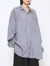Load image into Gallery viewer, BLUE GREY OVERSIZED CUPRO LONG SLEEVE SHIRT
