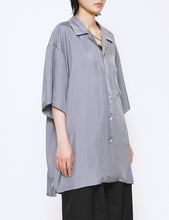Load image into Gallery viewer, BLUE GREY OVERSIZED CUPRO OPEN COLLAR SS SHIRT
