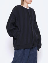 Load image into Gallery viewer, DARK NAVY OBLIQUE PATTERNED KNIT CARDIGAN
