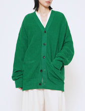 Load image into Gallery viewer, GREEN EXTRA FINE KID MOHAIR CARDIGAN
