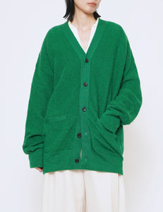 GREEN EXTRA FINE KID MOHAIR CARDIGAN