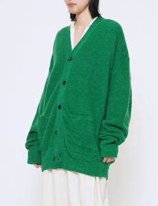 GREEN EXTRA FINE KID MOHAIR CARDIGAN