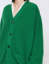 Load image into Gallery viewer, GREEN EXTRA FINE KID MOHAIR CARDIGAN
