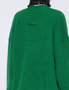 GREEN EXTRA FINE KID MOHAIR CARDIGAN