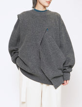 Load image into Gallery viewer, GREY CROSSOVER LONG SLEEVE KNIT

