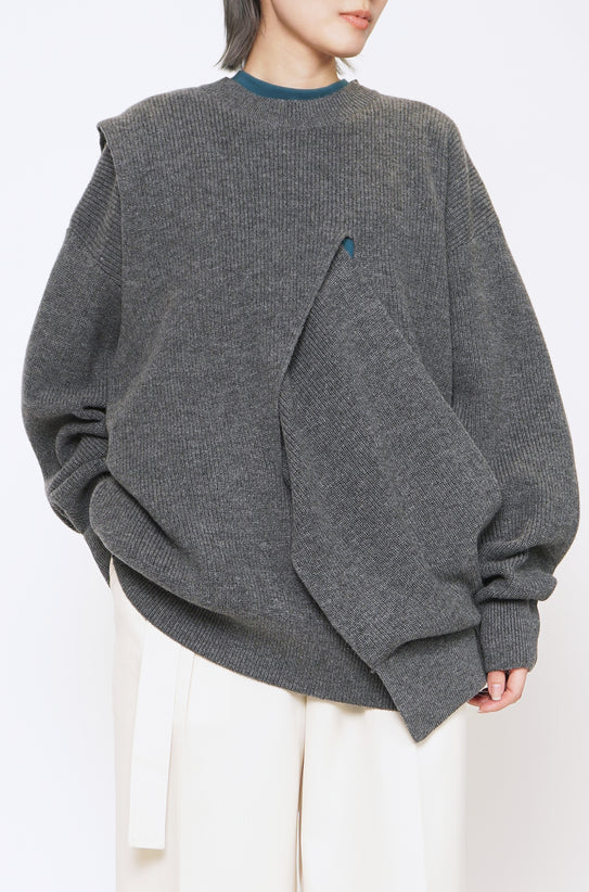 stein BLACK OVERSIZED KNIT COMBINATION SHIRT – GRAPH LAYER