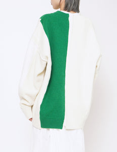 OFF X GREEN OVERSIZED MULTI PATCHED LONG SLEEVE KNIT