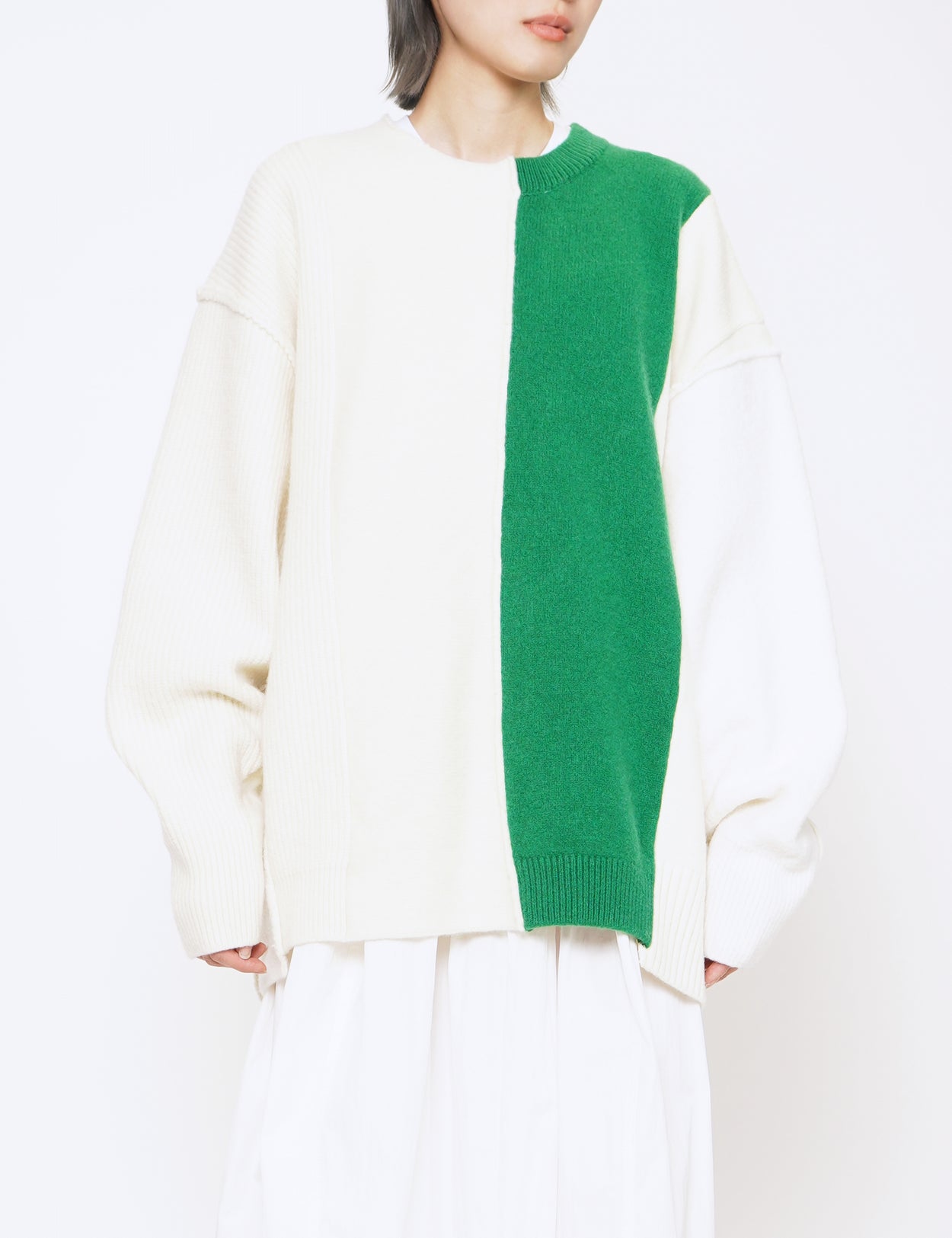 OFF X GREEN OVERSIZED MULTI PATCHED LONG SLEEVE KNIT
