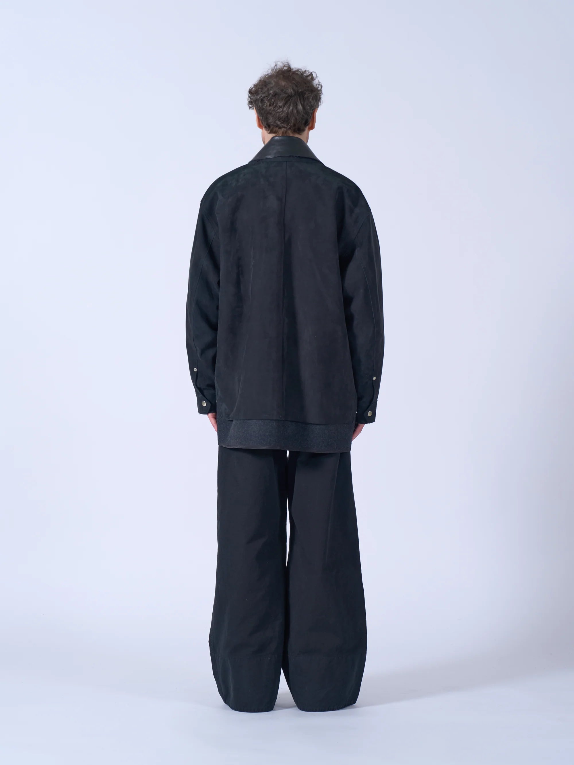 BLACK NUBUCK LEATHER COVERALL JACKET