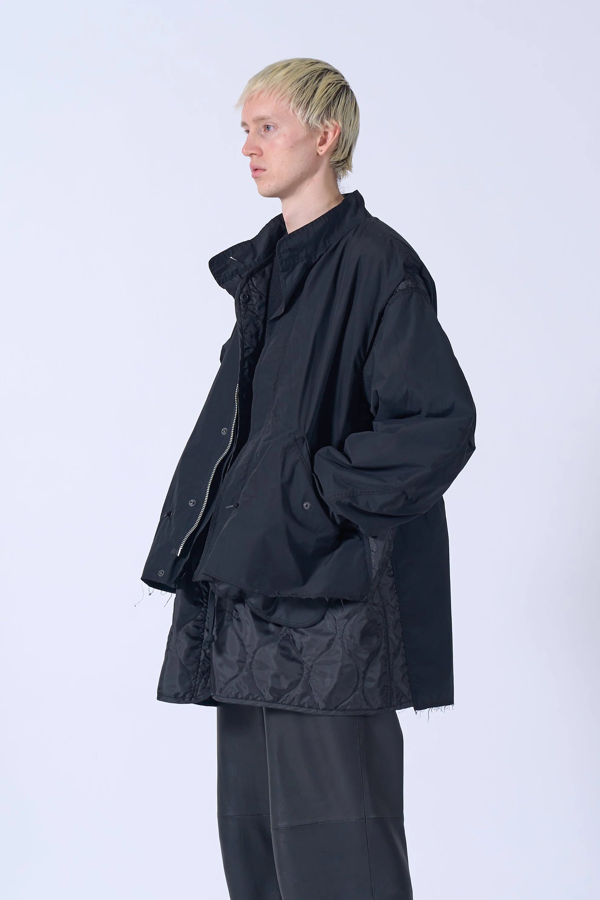 BLACK CONNECTED MILITARY BLOUSON