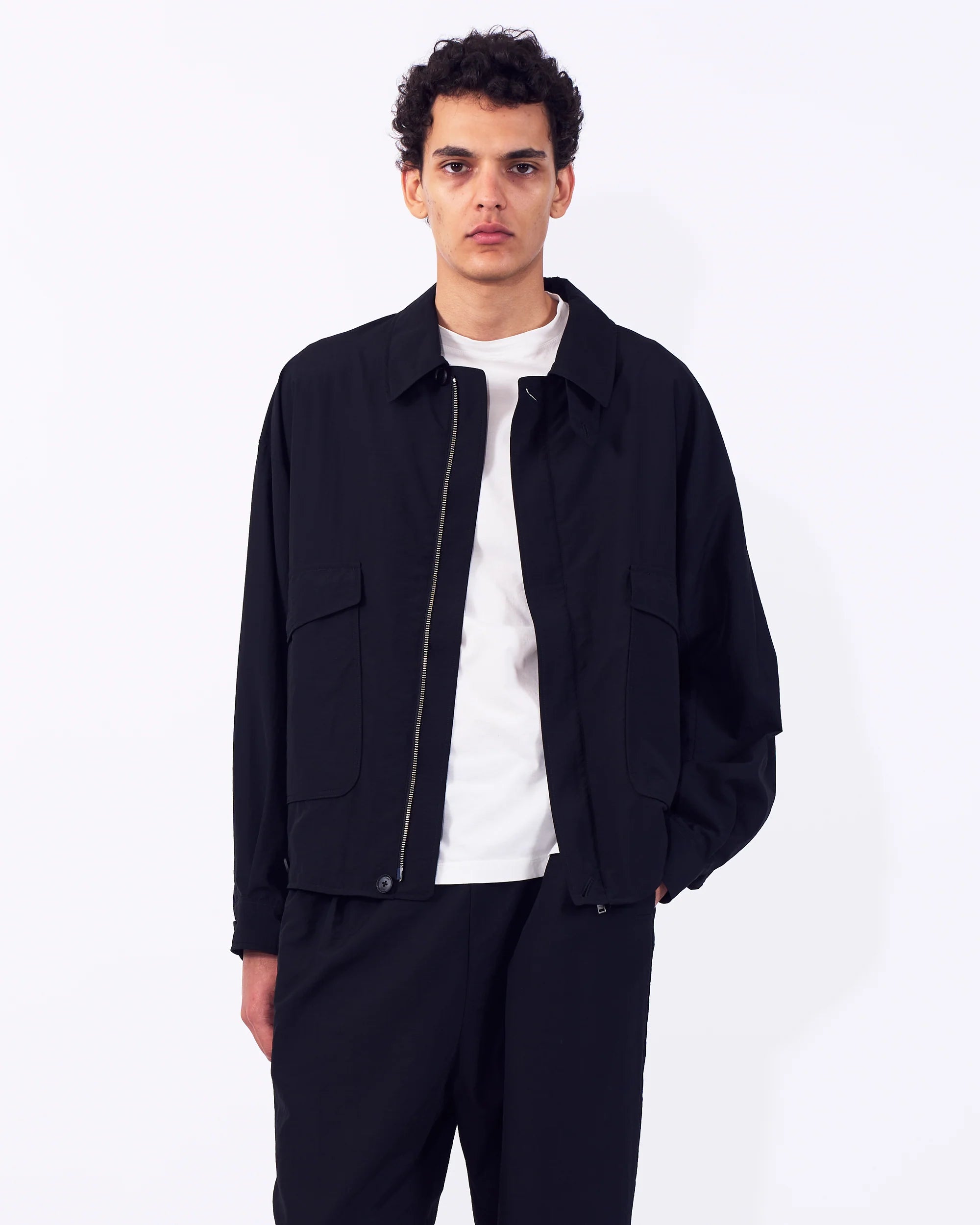 BLACK WOOL NYLON FLIGHT JACKET