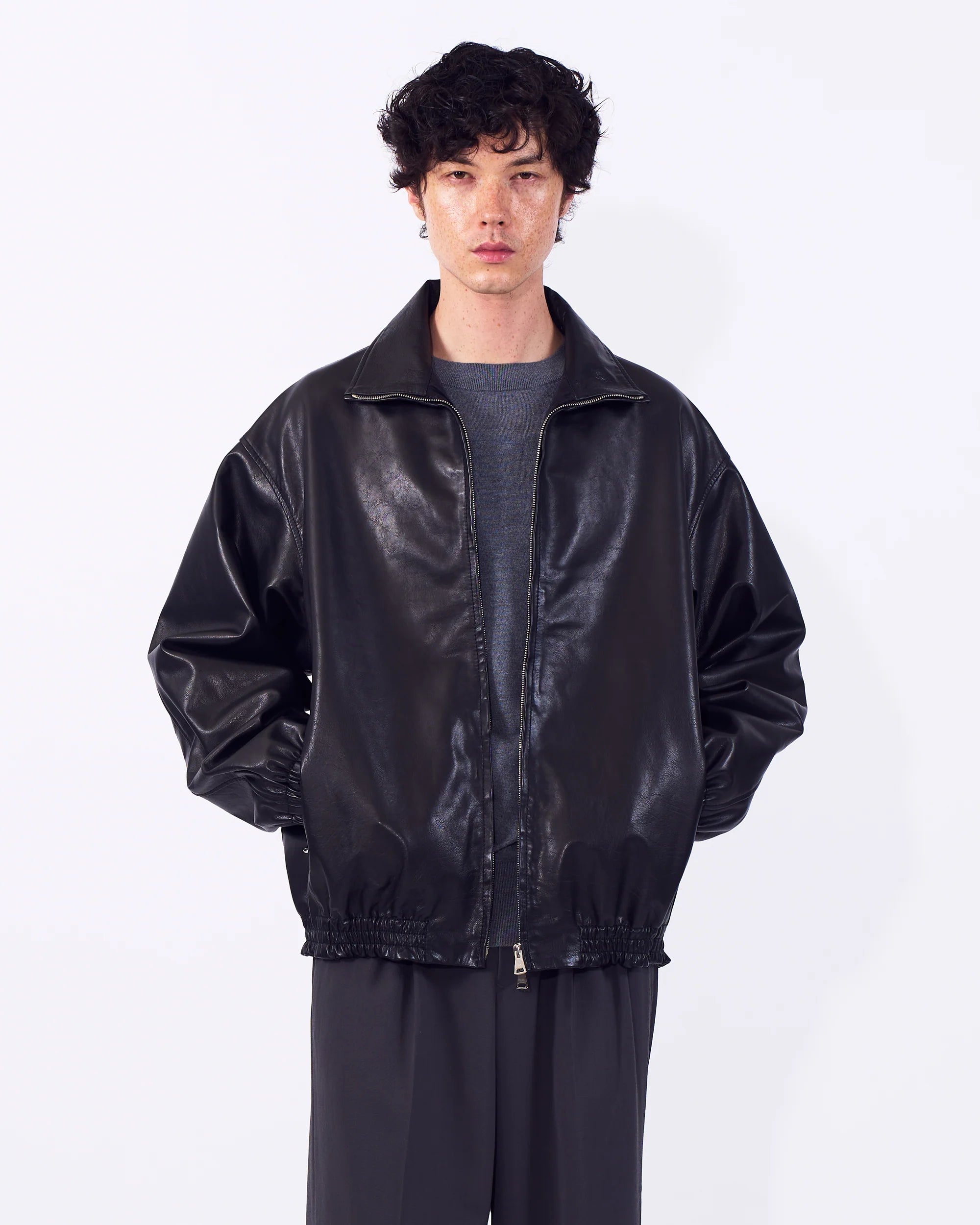 YOKE Black Carf Leather Truck Jacket YOKE Black Carf Leather Truck Jacket