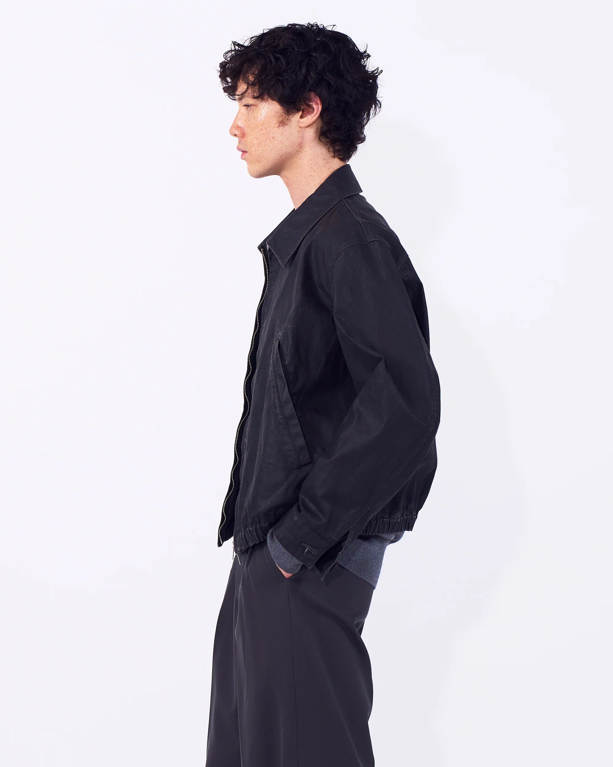 YOKE Black Coating Cotton Drizzler Jacket