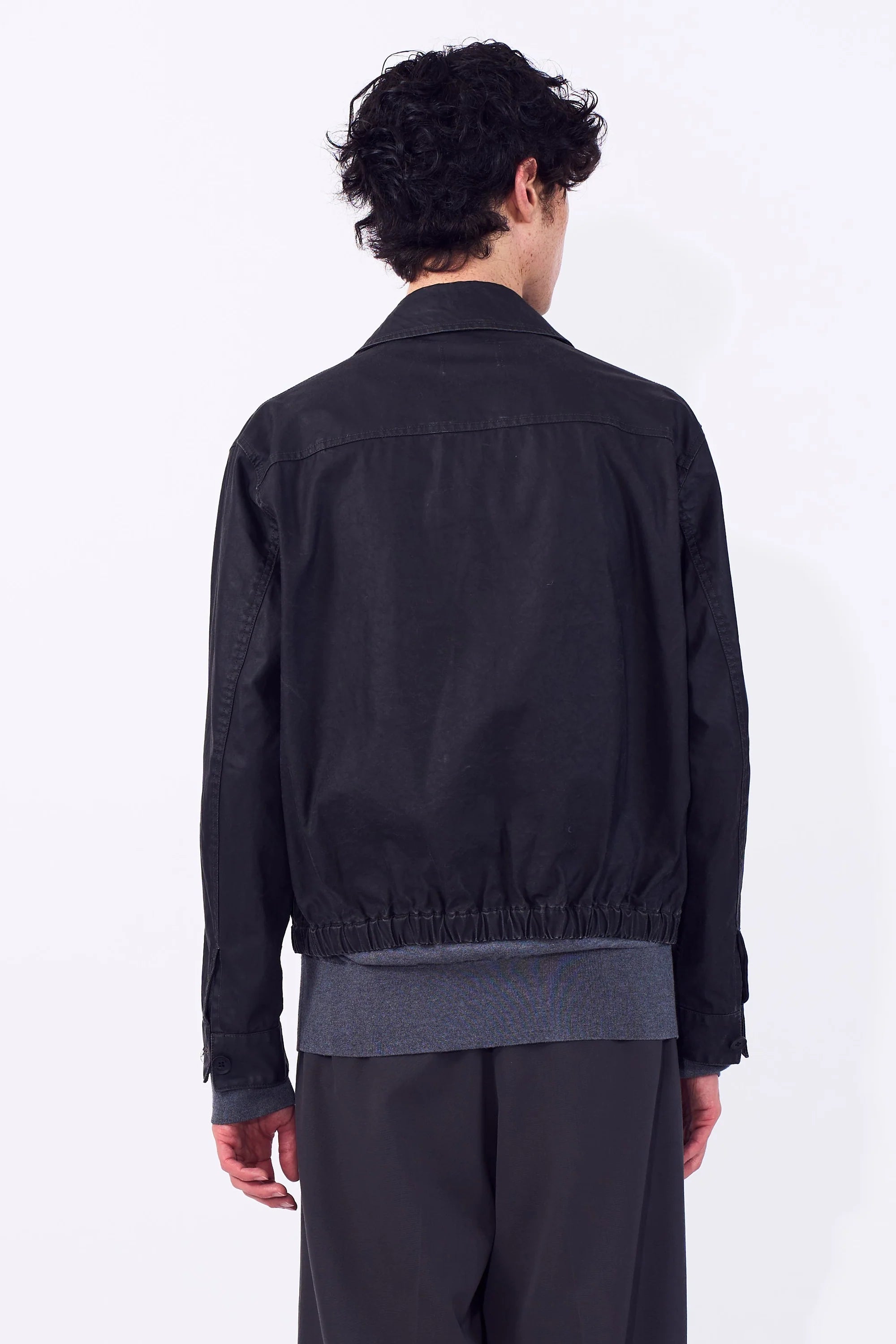 YOKE Black Coating Cotton Drizzler Jacket