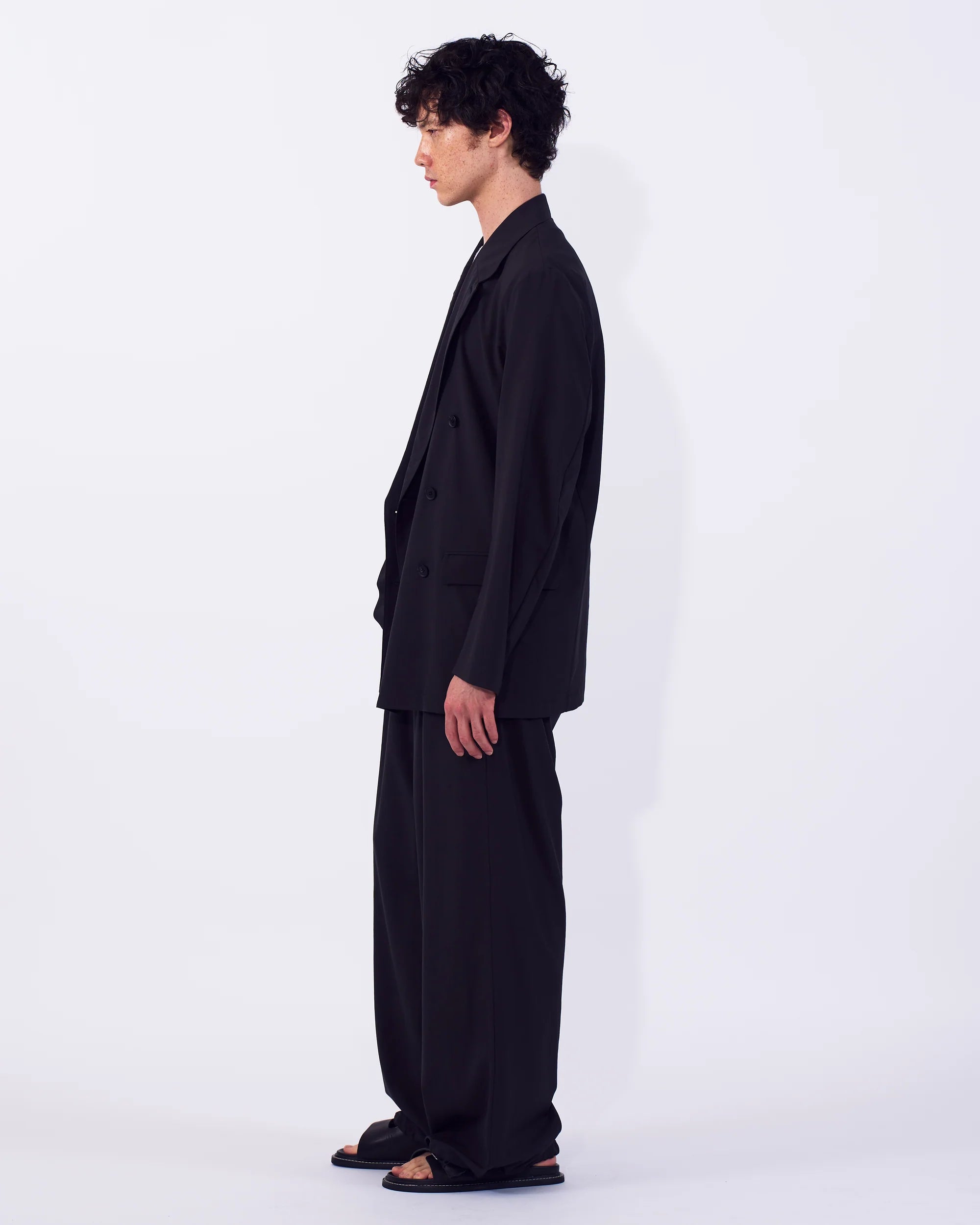 CARBON WOOL WASHER TROPICAL DOUBLE BREASTED JACKET