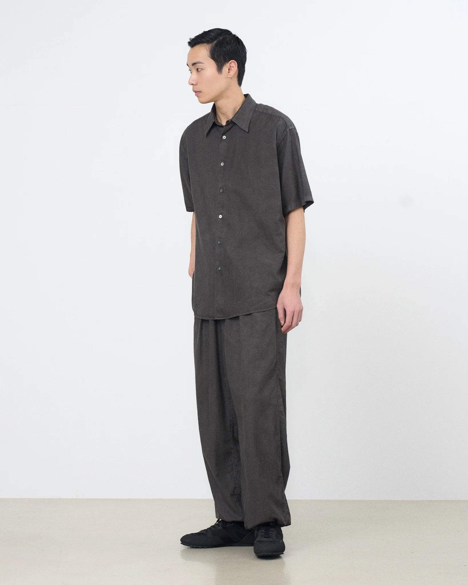 CARBON COTTON SILK GARMENT-DYED LOOSED SHIRT