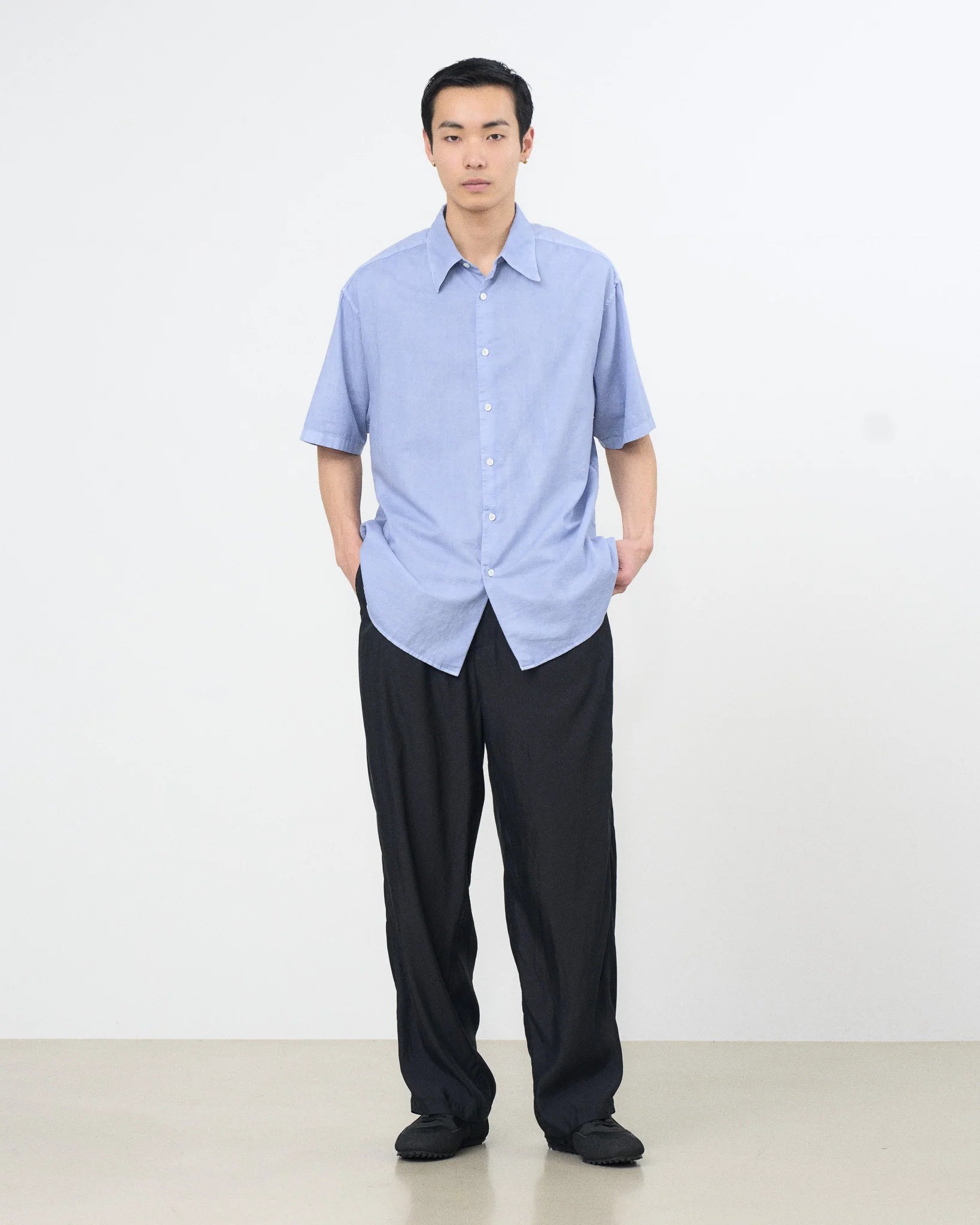 SAXE COTTON SILK GARMENT-DYED LOOSED SHIRT