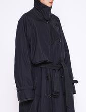 Load image into Gallery viewer, DARK NAVY NYLON LAYERED TRENCH COAT
