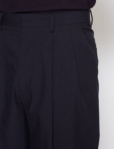 NAVY POLYESTER 2 TUCK PANTS