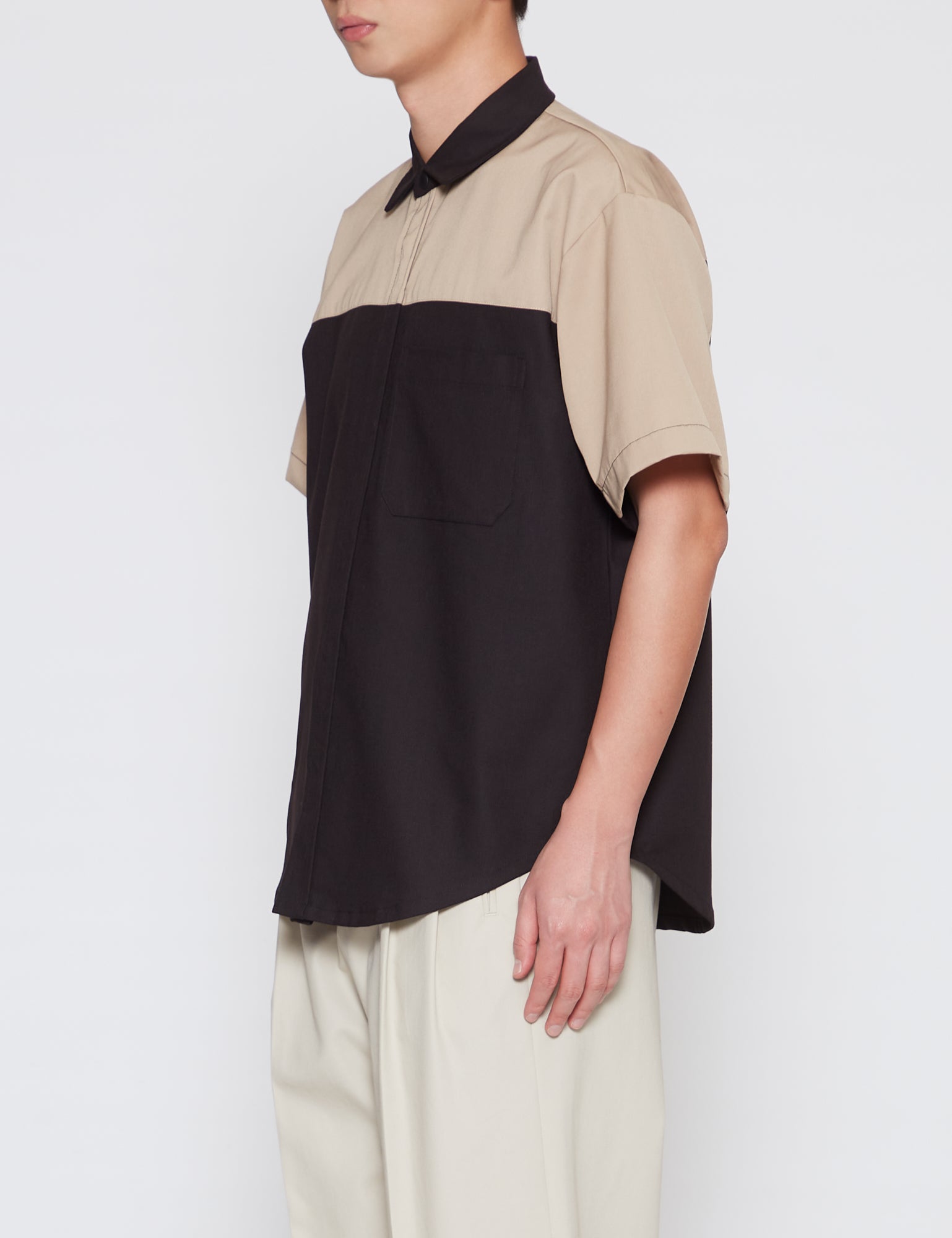 BEIGE KLOPMAN SHORT SLEEVE TUNE OVERSHIRT