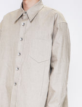 Load image into Gallery viewer, BEIGE LINEN PU CUBOID LONG SLEEVED OVERSHIRT
