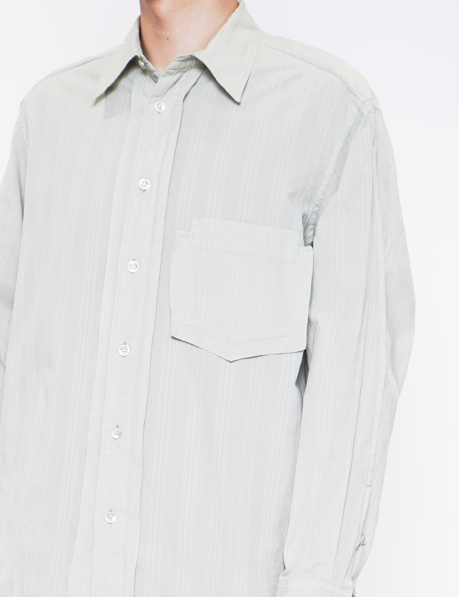 SAGE GARMENT DYED DOBBY STRIPED SHIRT