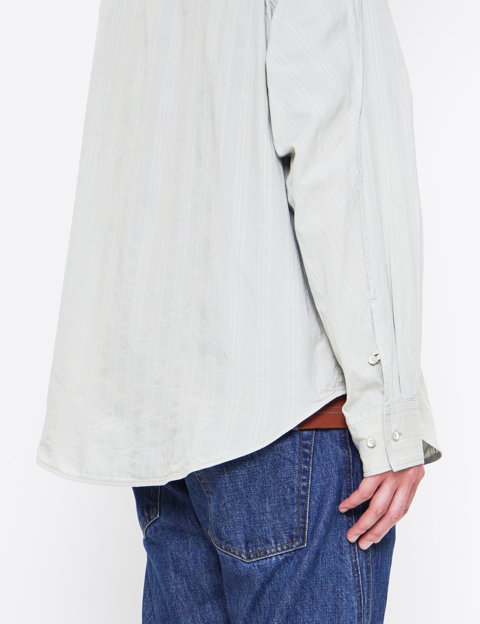 SAGE GARMENT DYED DOBBY STRIPED SHIRT