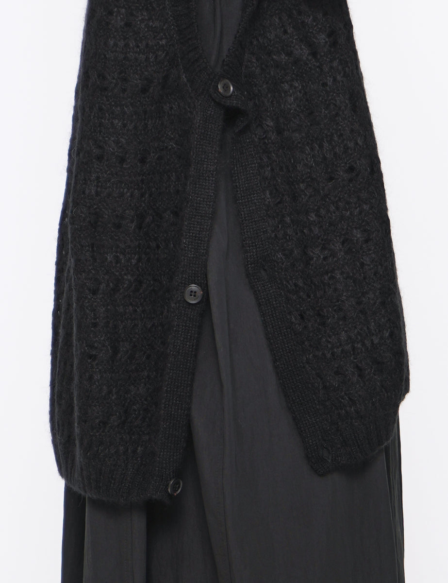 YOKE BLACK MOHAIR SILK MESH KNIT VEST – GRAPH LAYER