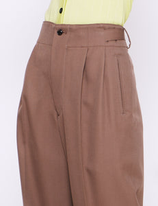 DUSTY TAUPE 2TUCK WIDE GURKHA TROUSERS