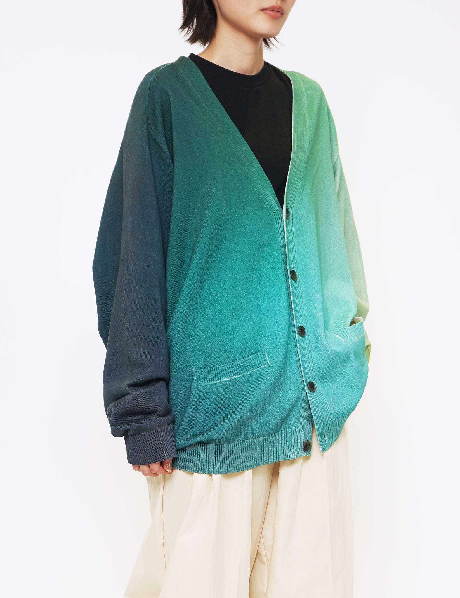 GREEN GRADATION PRINTED CARDIGAN
