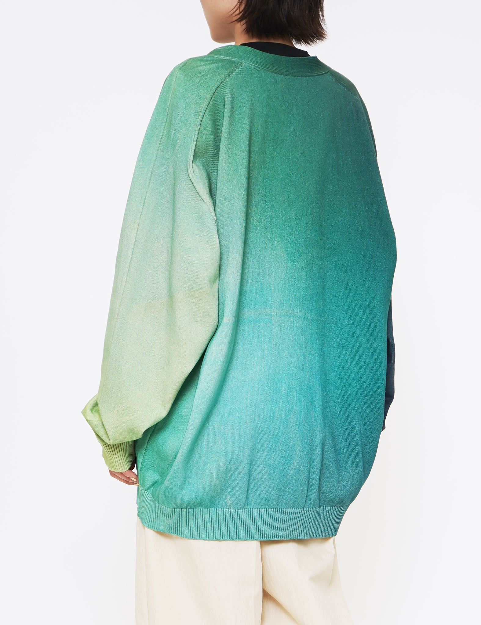 GREEN GRADATION PRINTED CARDIGAN