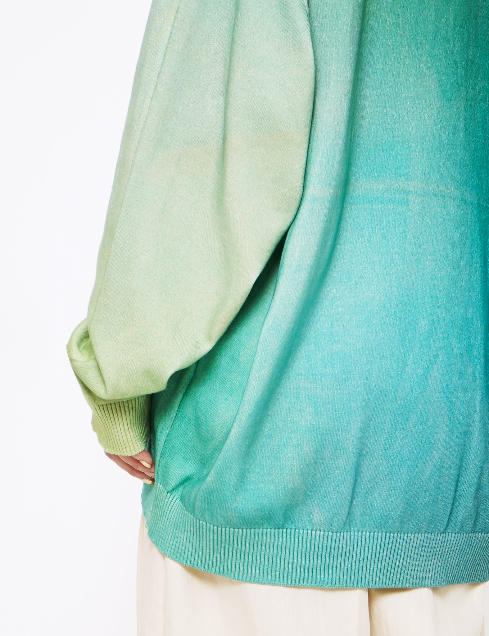GREEN GRADATION PRINTED CARDIGAN