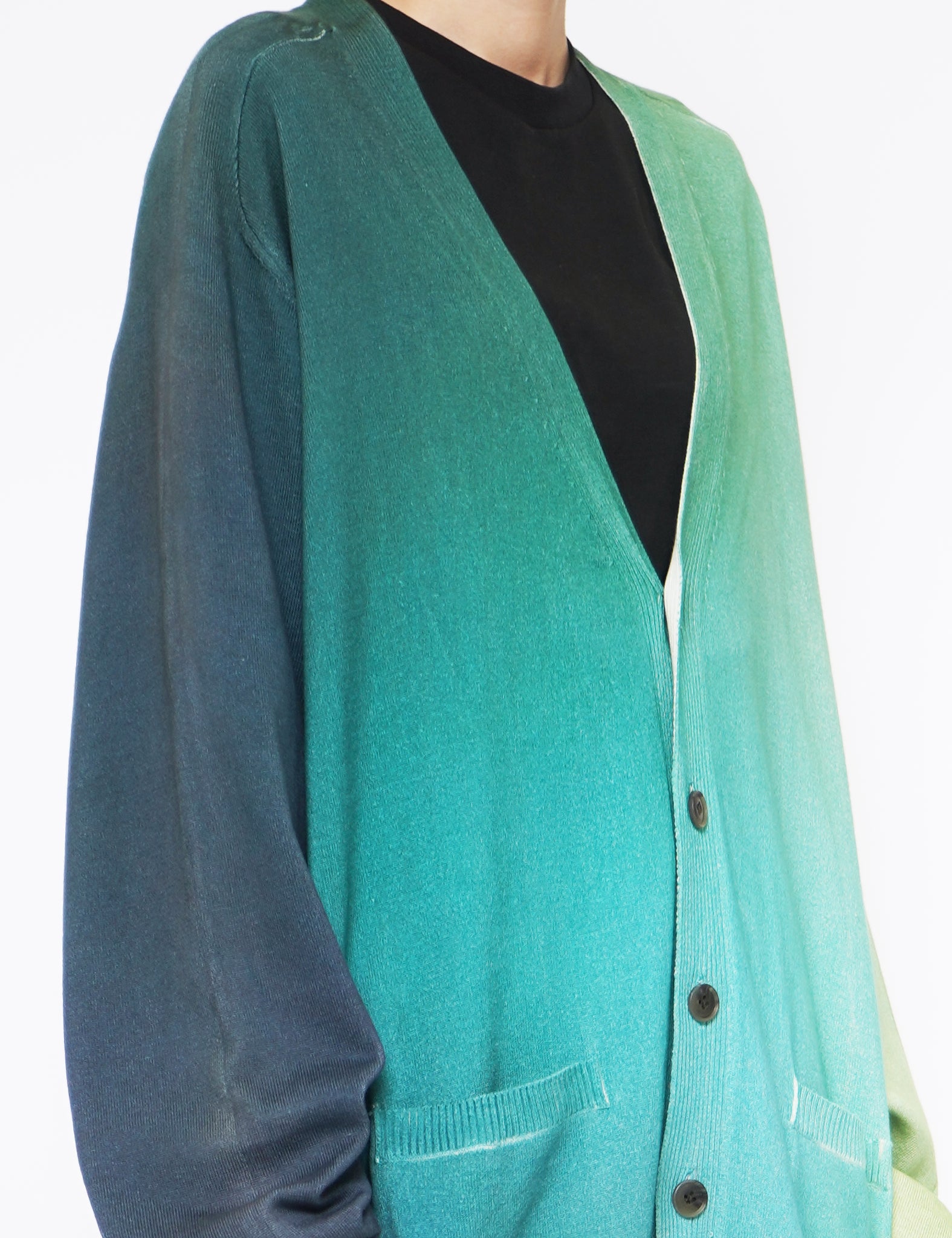 GREEN GRADATION PRINTED CARDIGAN