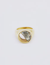Load image into Gallery viewer, GOLD HALF STONE SIGNET RING
