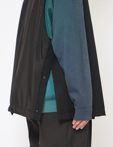 BLACK WOOL GABARDINE COMBINATION VEST