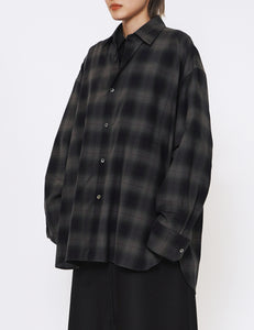 stein DARK NAVY OMBRE CHECK OVERSIZED DOWN PAT SHIRT – GRAPH LAYER