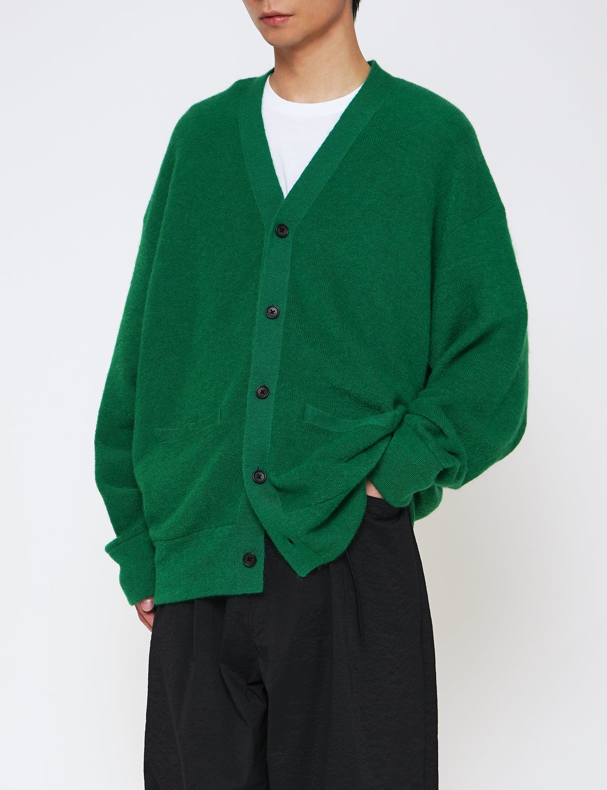 stein GREEN EXTRA FINE KID MOHAIR CARDIGAN – GRAPH LAYER