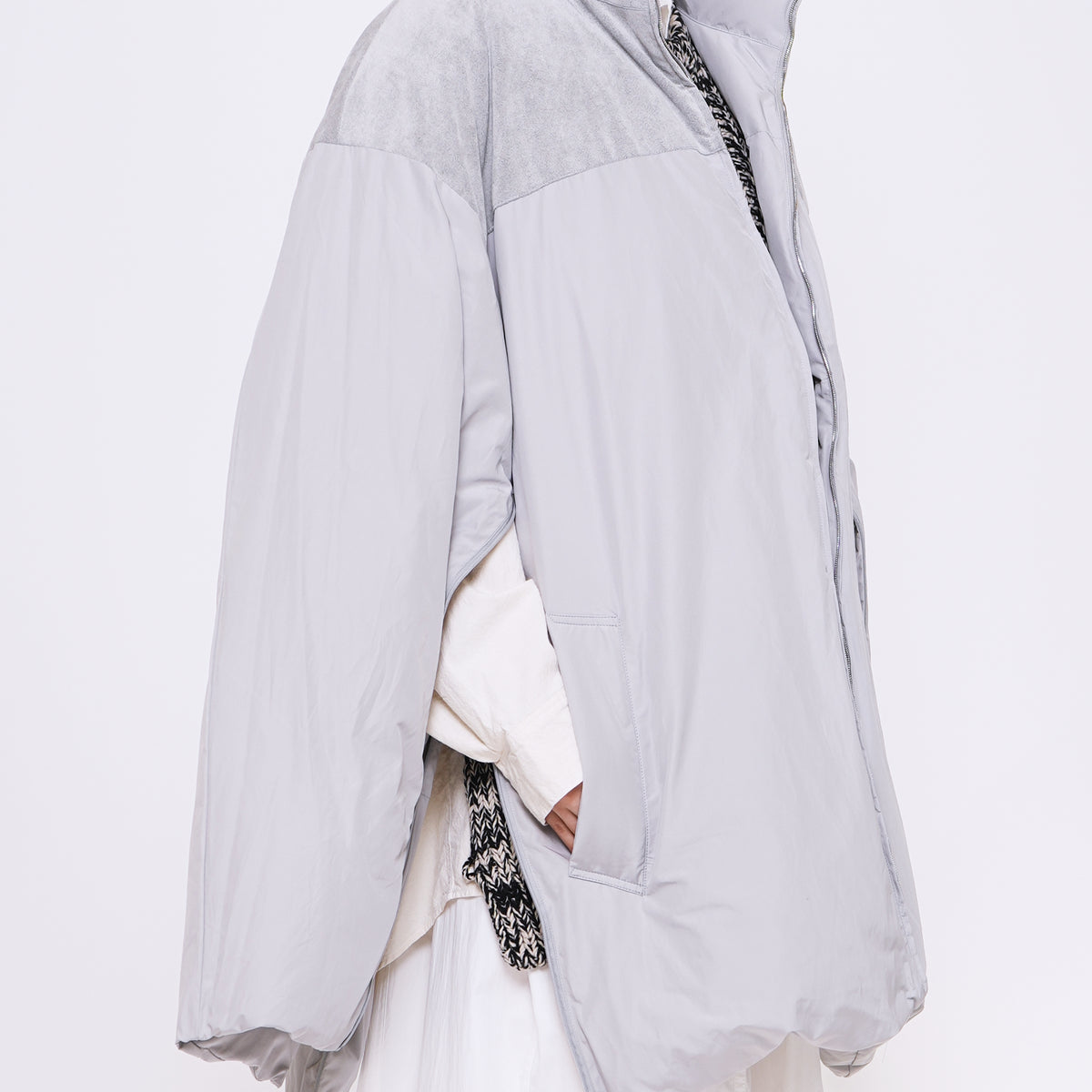 stein LIGHT GREY OVERSIZED REVERSIBLE DOWN JACKET